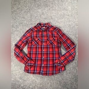 TNA Red and Blue Plaid Womens Button Down Shirt